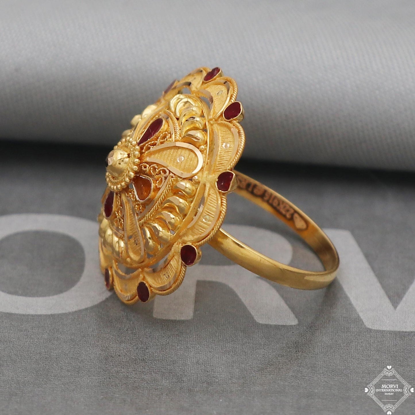 Pure 22k Yellow Gold Ring Jewelry, Handmade Indian Vintage and antique design, Pure Gold Ring, All Size, K5020