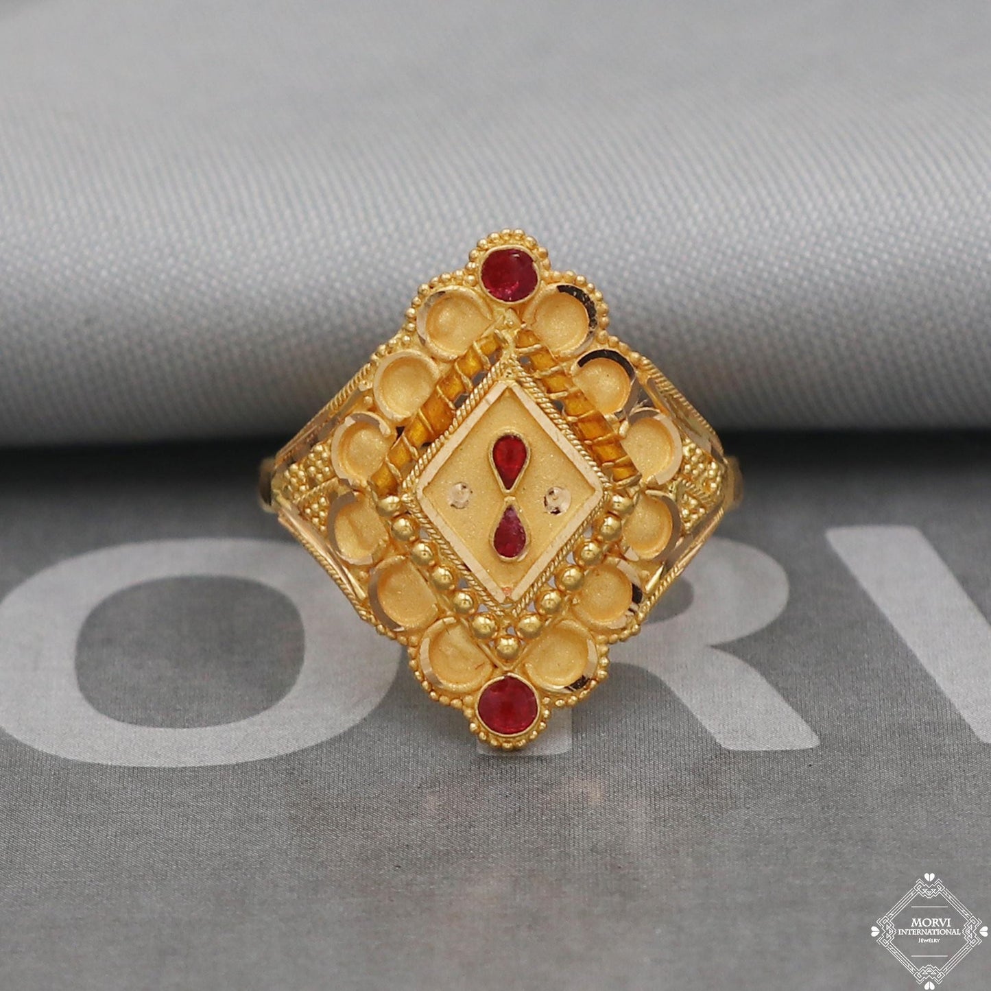 Solid Gold 22k Ring, 22k gold ring jewelry for gift, Meenakari Gold Ring, Enamel Gold Ring