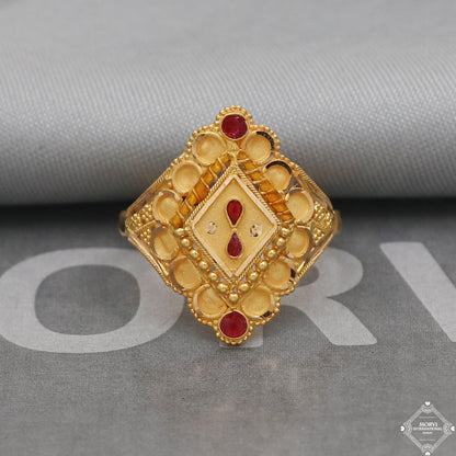 Solid Gold 22k Ring, 22k gold ring jewelry for gift, Meenakari Gold Ring, Enamel Gold Ring