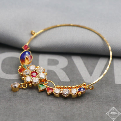Wedding Jewelry 22k Yellow Gold Nath Hoop Nose Ring Pin Nath, Wedding Party Wear Gold Nose Ring, Indian Handmade Jewelry for Gift, K5319