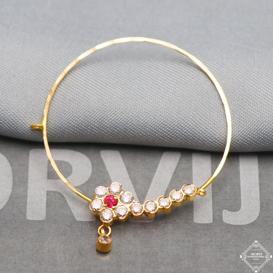 22k Yellow Bridal Wedding Nose Ring Hoop Ring for Nose, Royal Look,  K5322