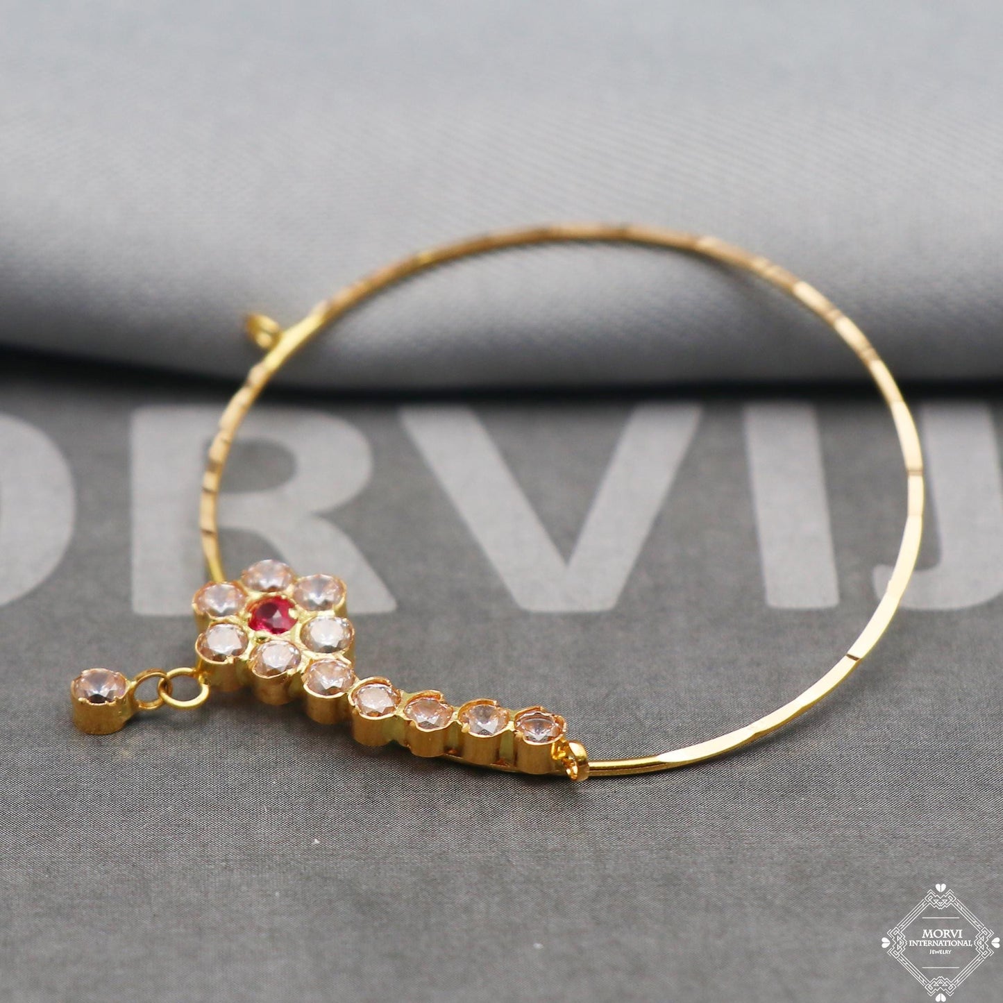 22k Yellow Bridal Wedding Nose Ring Hoop Ring for Nose, Royal Look,  K5322