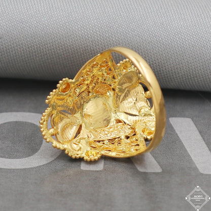 Designer Unique Gold Ring, Solid Gold 22k Ring, Rajasthani Jewelry
