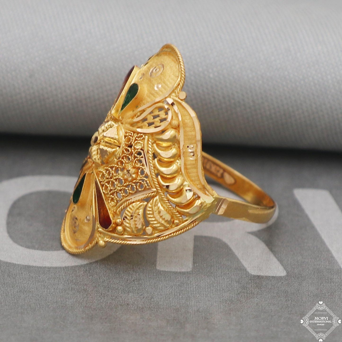 Boho Gold Ring, 22k Gold Women Ring, Special Look Ring,