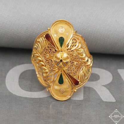 Boho Gold Ring, 22k Gold Women Ring, Special Look Ring,