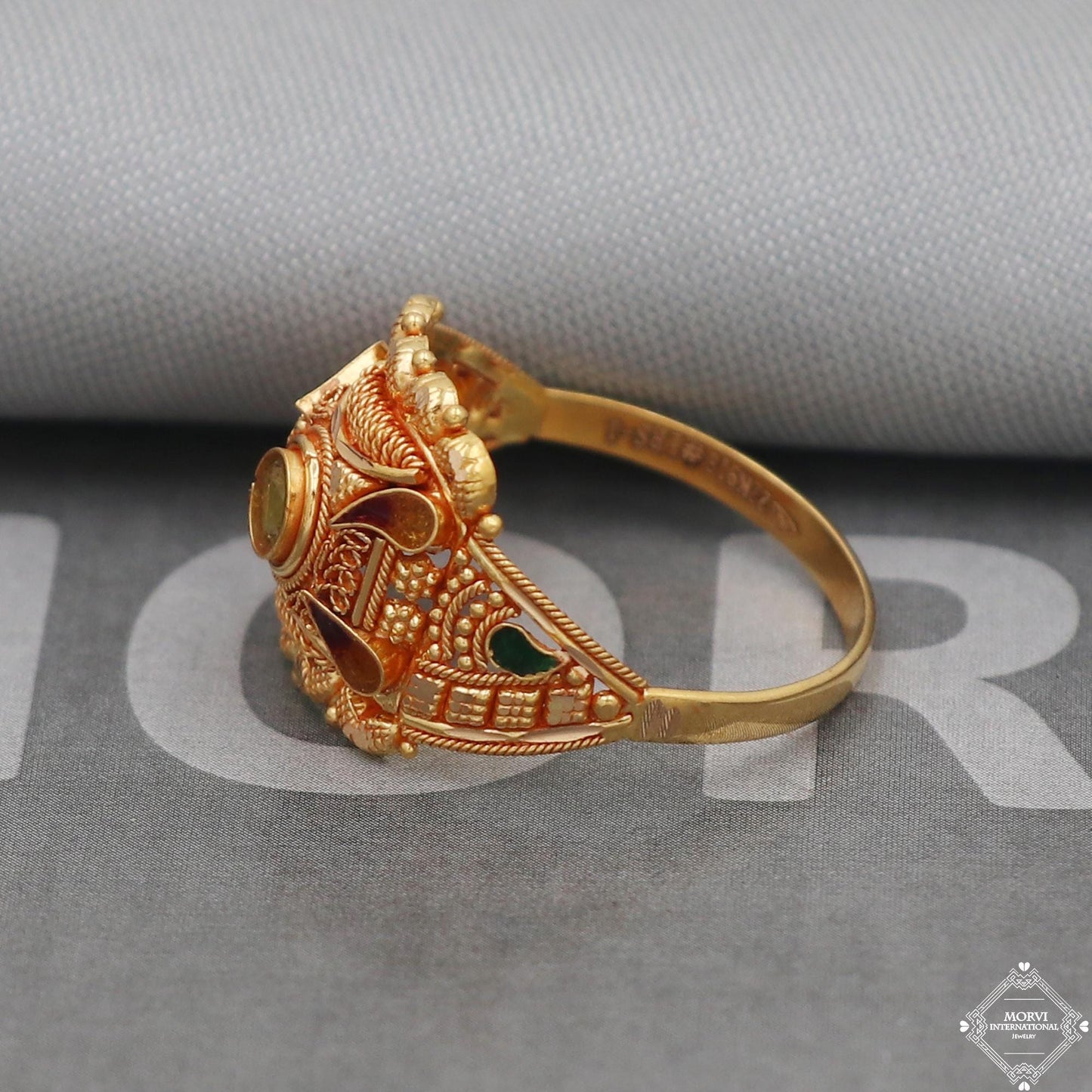 Indian 22k Yellow Gold Ring Handmade Jewelry, Vintage and antique design, Pure Gold Ring, All Size, K5038
