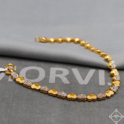 heart zircon yellow gold bracelet 7.25 inches indian handmade jewelry, k5344