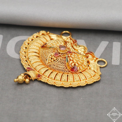 22k Yellow Gold Mangalsutra Pendant Necklace Handmade Indian Handmade Vintage Antique Design Jewelry, K5055