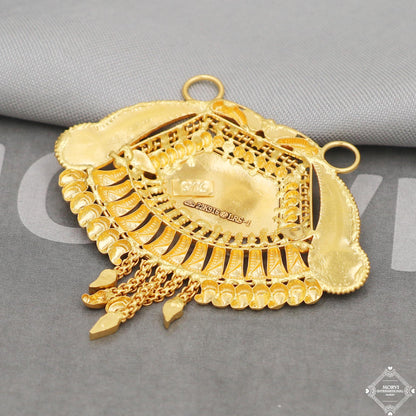 Big 22k Yellow Gold Pendant Necklace Handmade Indian Mangalsutra Handmade Vintage Antique Design Jewelry, K5059