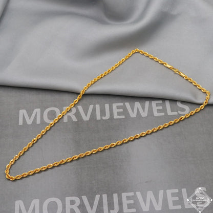 3.5mm rope chain necklace in 22k gold, K5101