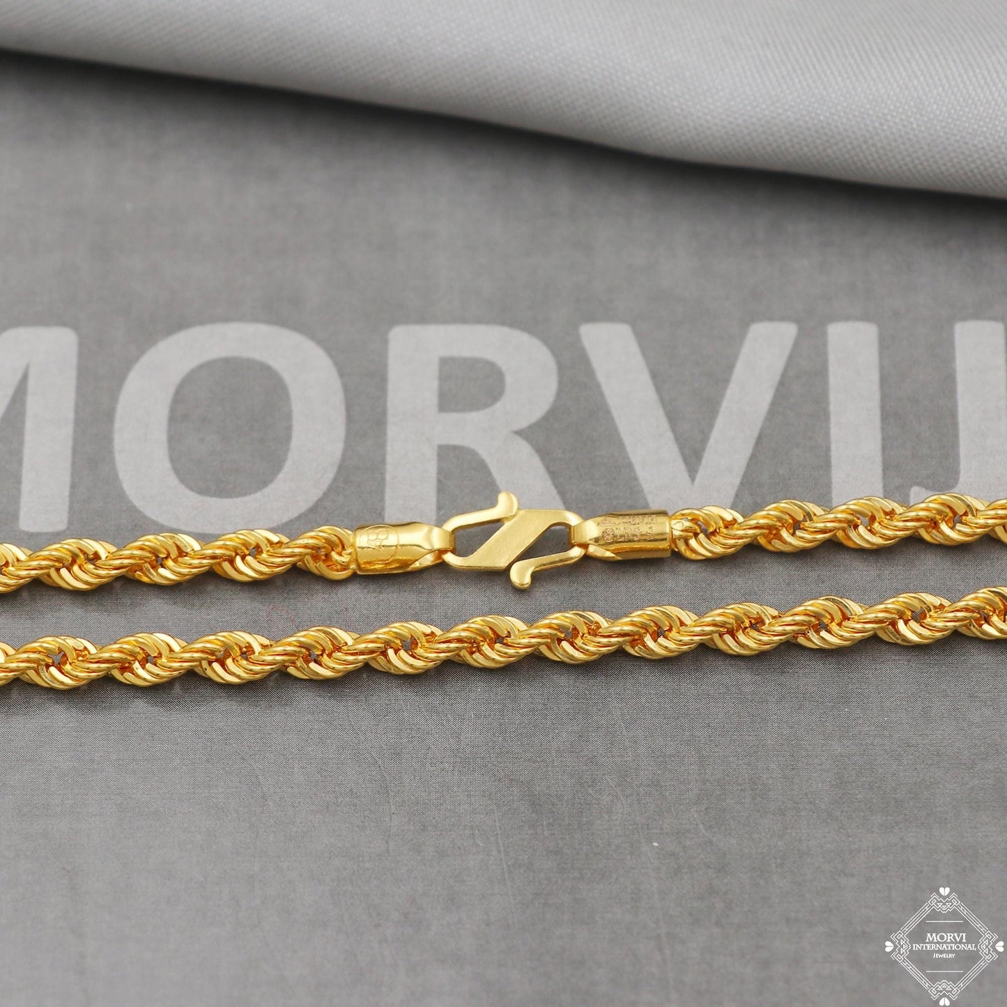 3.5mm rope chain necklace in 22k gold, K5101