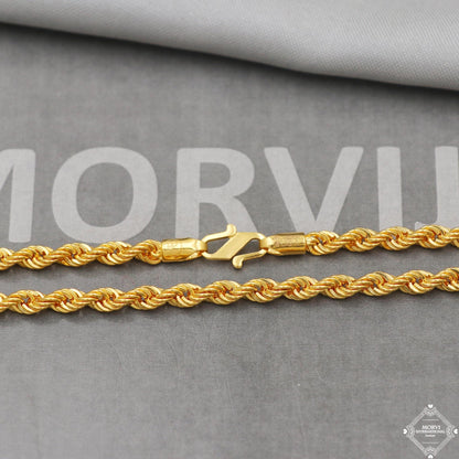 3.5mm rope chain necklace in 22k gold, K5101