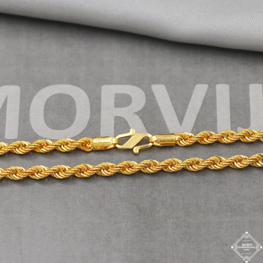 3.5mm rope chain necklace in 22k gold, K5101
