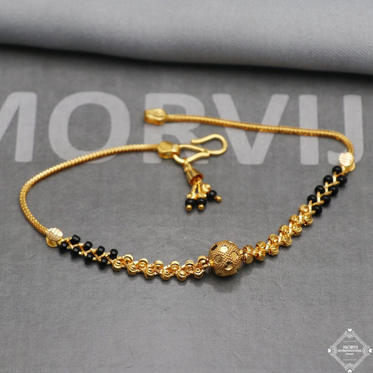 Black Gold Beads Ball 22k Gold Link Bracelet, Indian Handmade Women Jewelry, K5346