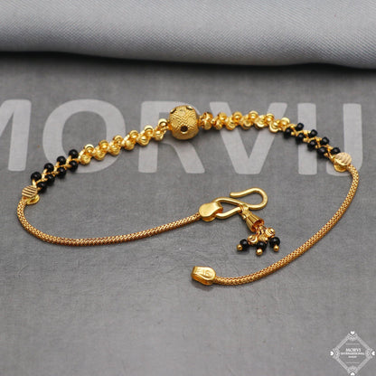 Black Gold Beads Ball 22k Gold Link Bracelet, Indian Handmade Women Jewelry, K5346