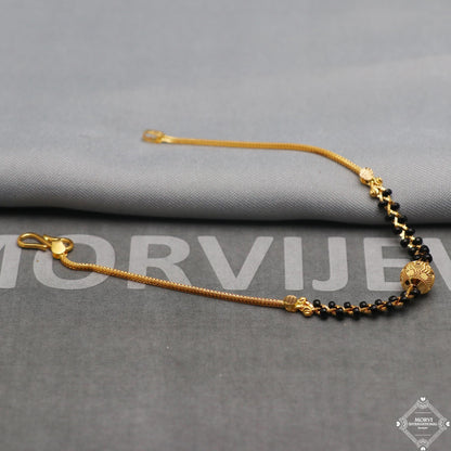 Black Gold Beads Ball 22k Gold Link Bracelet, Indian Handmade Women Jewelry, K5347