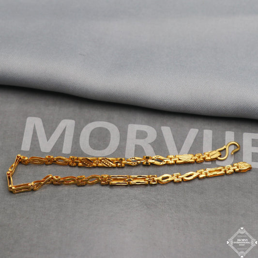 Simple 22k Yellow Gold Link Slim Women Bracelet Indian Handmade Women Jewelry, K5350