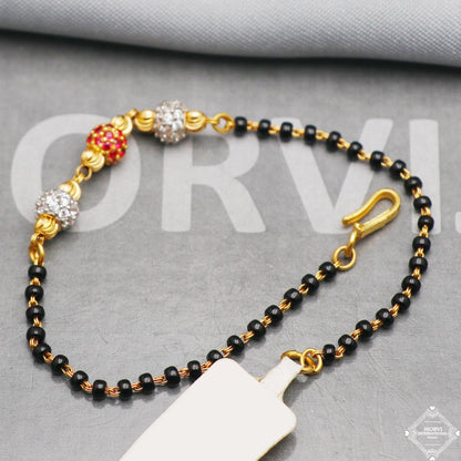 Black Gold Beads Ball 22k Gold Link Bracelet, Indian Handmade Women Jewelry, K5351