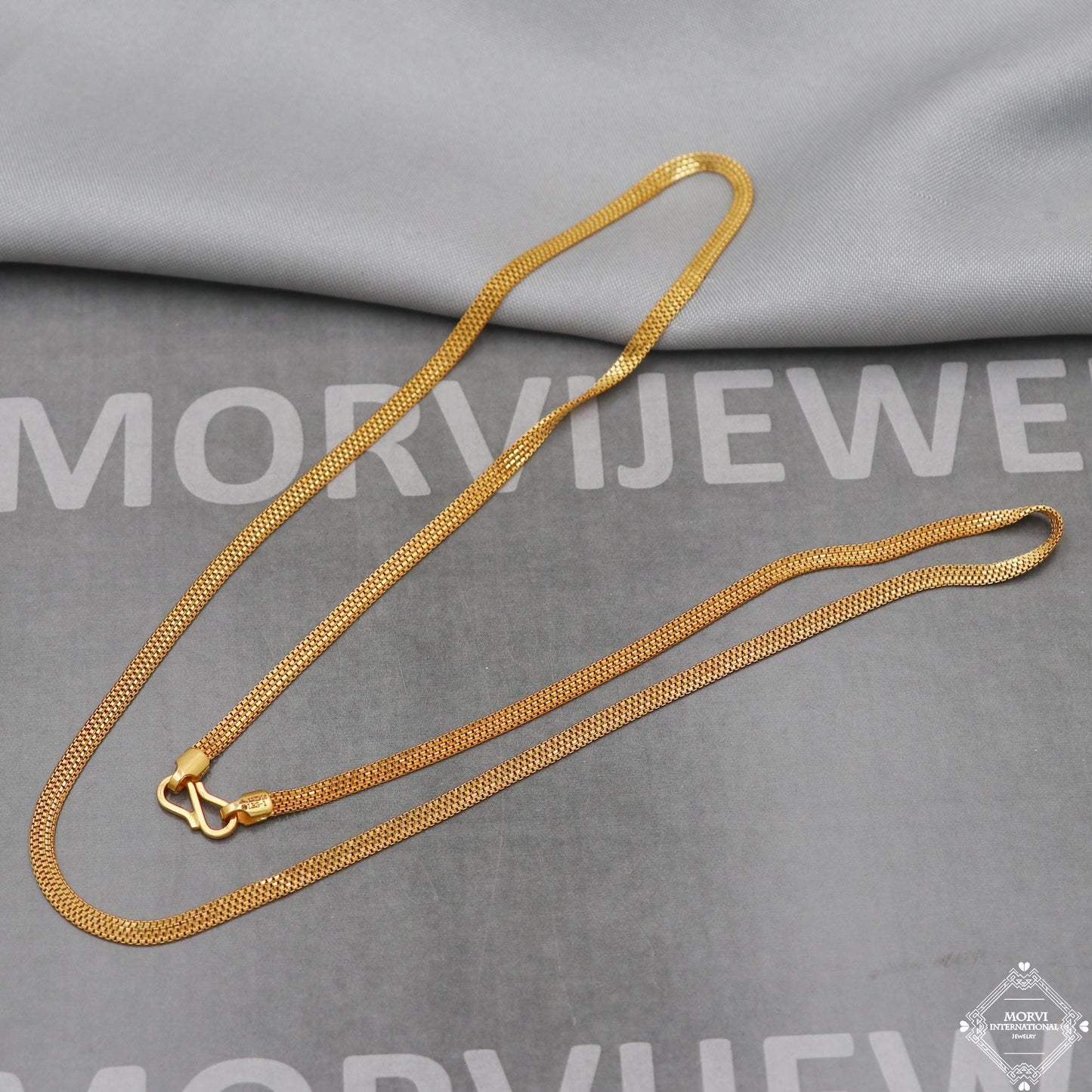 22k Yellow Gold Chain Necklace box style For men women Anniversary Wedding Gift chain, 22kt Handmade Gold Chain, pure gold necklace chain, K