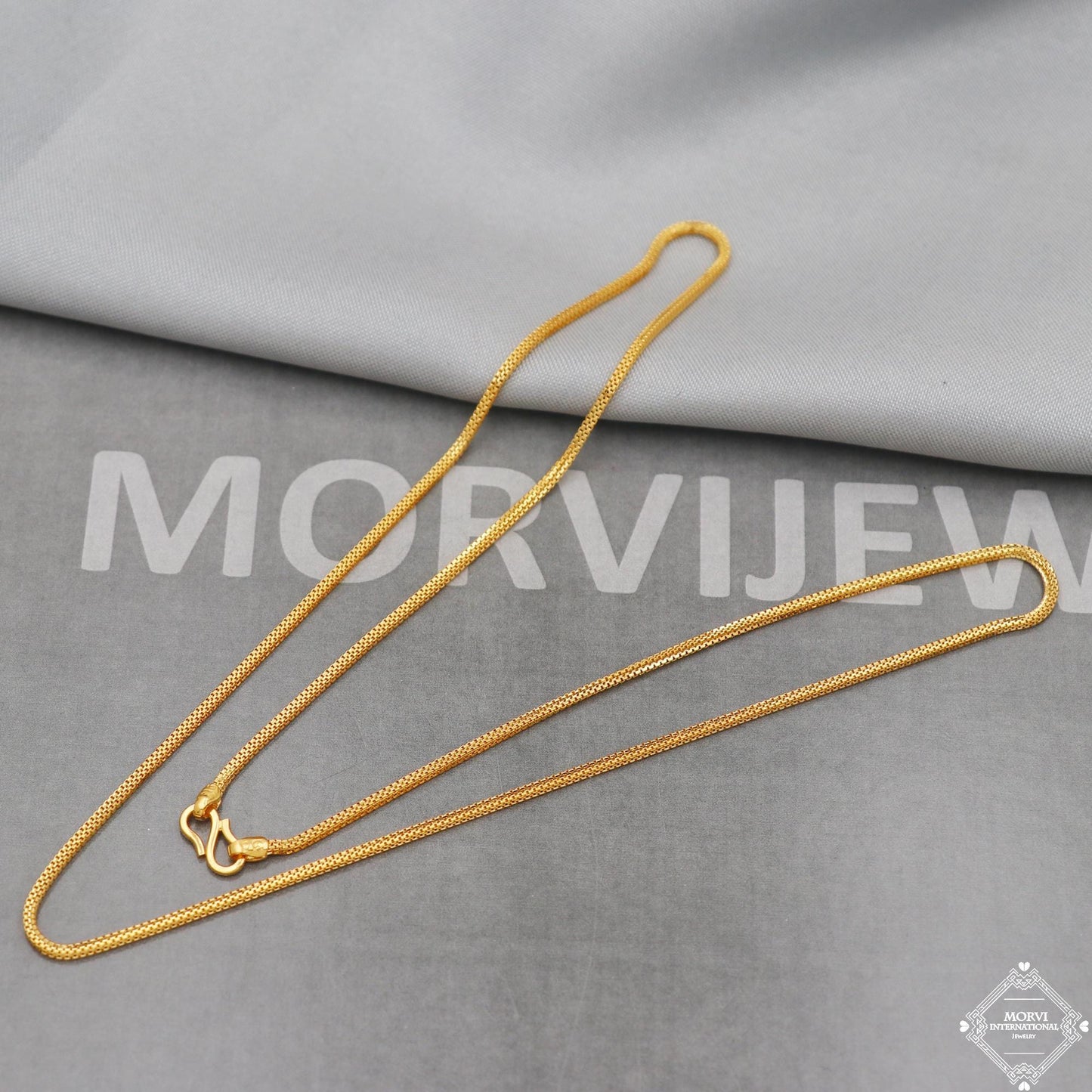 22k Gold Chain Necklace box style For men women Anniversary Wedding Gift chain, 22kt Handmade Gold Chain, pure gold necklace chain, K5109