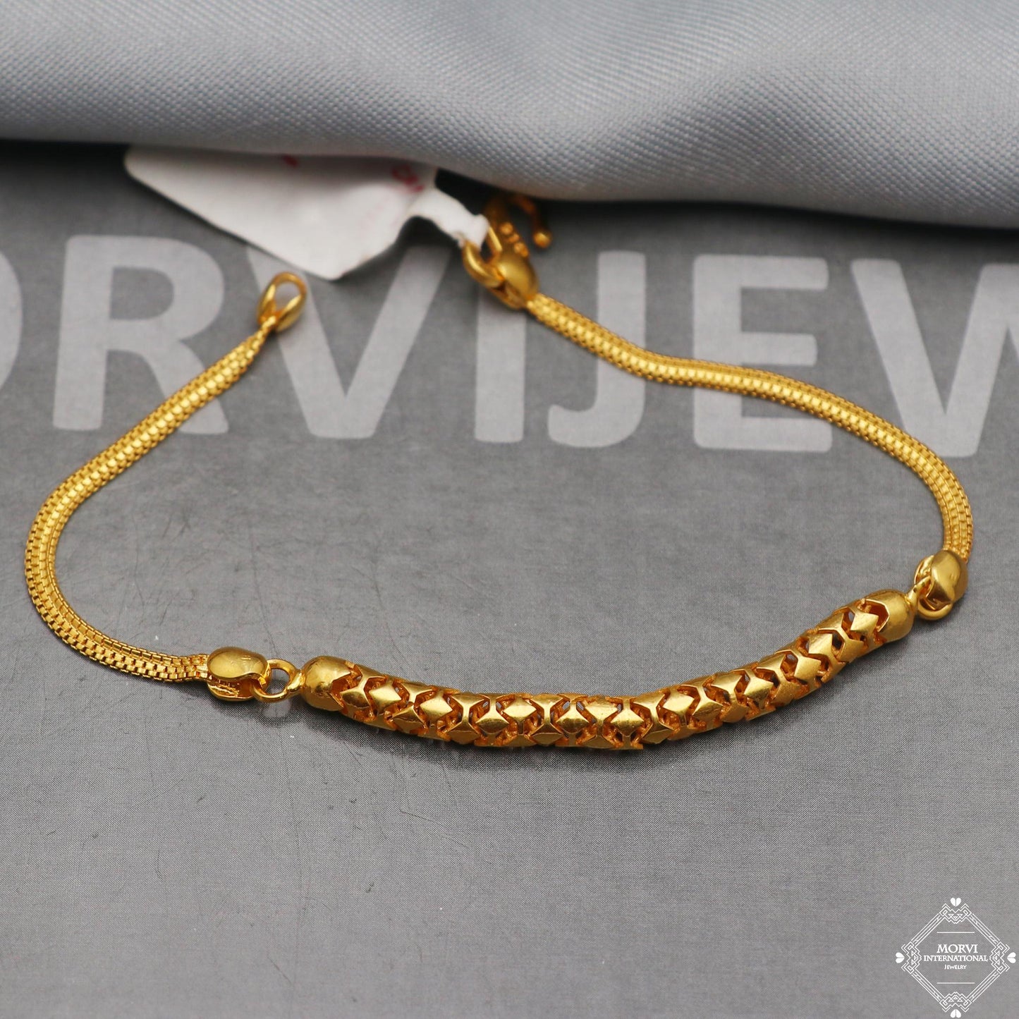 Fabulous 22k Yellow Gold Link Women Bracelet 6.75 inches Indian Handmade Women Jewelry, K5357