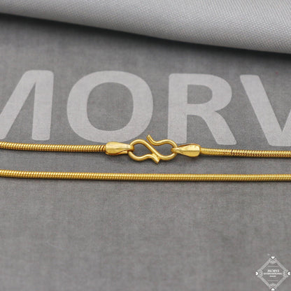 18k Yellow Gold Snake Style Chain Round Handmade Indian Gold Chain 18kt real gold jewelry for women and men, K5114