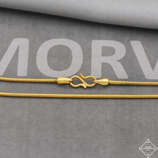 18k Yellow Gold Snake Style Chain Round Handmade Indian Gold Chain 18kt real gold jewelry for women and men, K5114