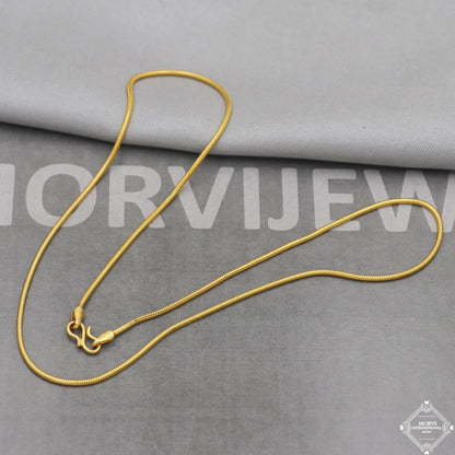 18k Yellow Gold Snake Style Chain Round Handmade Indian Gold Chain 18kt real gold jewelry for women and men, K5114
