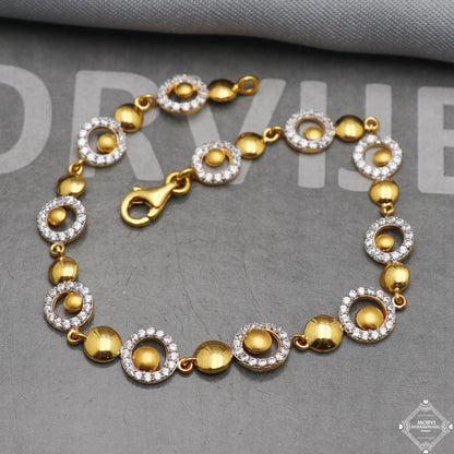 22k Yellow Gold Link Women Bracelet 6.75 inches Indian Handmade Women Jewelry, K5358