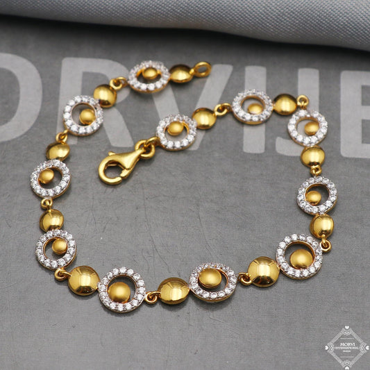22k Yellow Gold Link Women Bracelet 6.75 inches Indian Handmade Women Jewelry, K5358