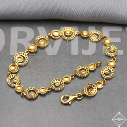 22k Yellow Gold Link Women Bracelet 6.75 inches Indian Handmade Women Jewelry, K5358