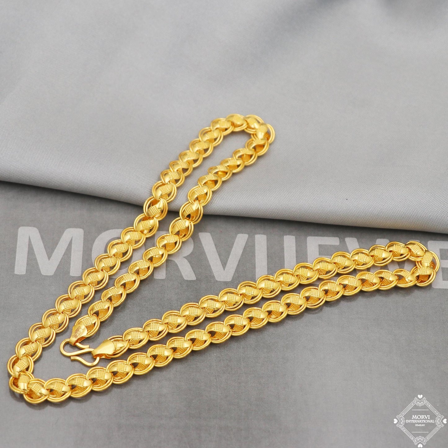 22k Gold Chain Necklace Unique Handmade Indian 22kt Gold Jewelry for Gift, K5116