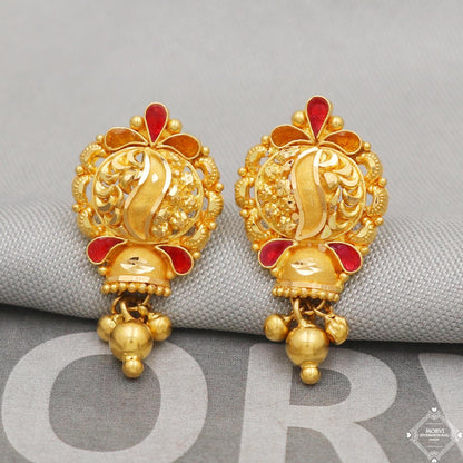 22k Intricate Gold Earrings Handmade Jewelry for gift, K5139