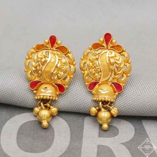 22k Intricate Gold Earrings Handmade Jewelry for gift, K5139