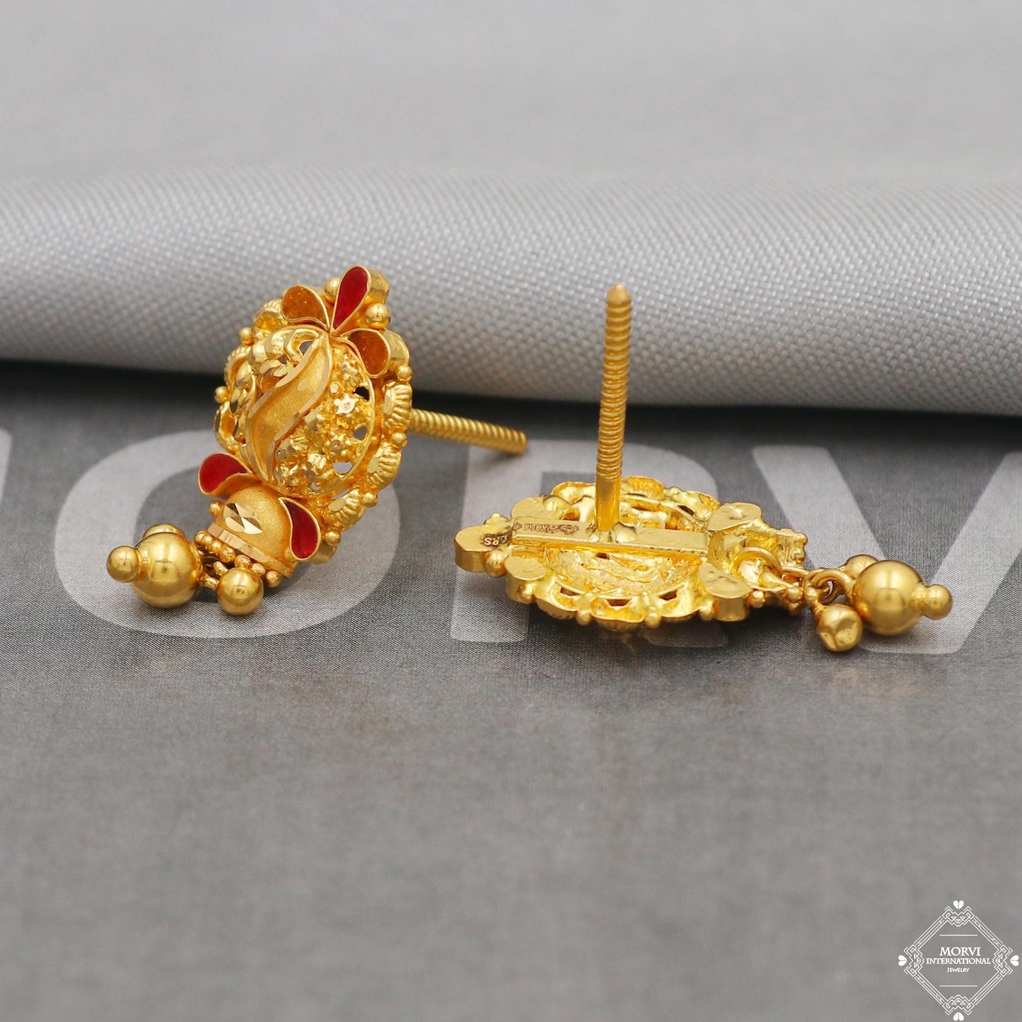 22k Intricate Gold Earrings Handmade Jewelry for gift, K5139
