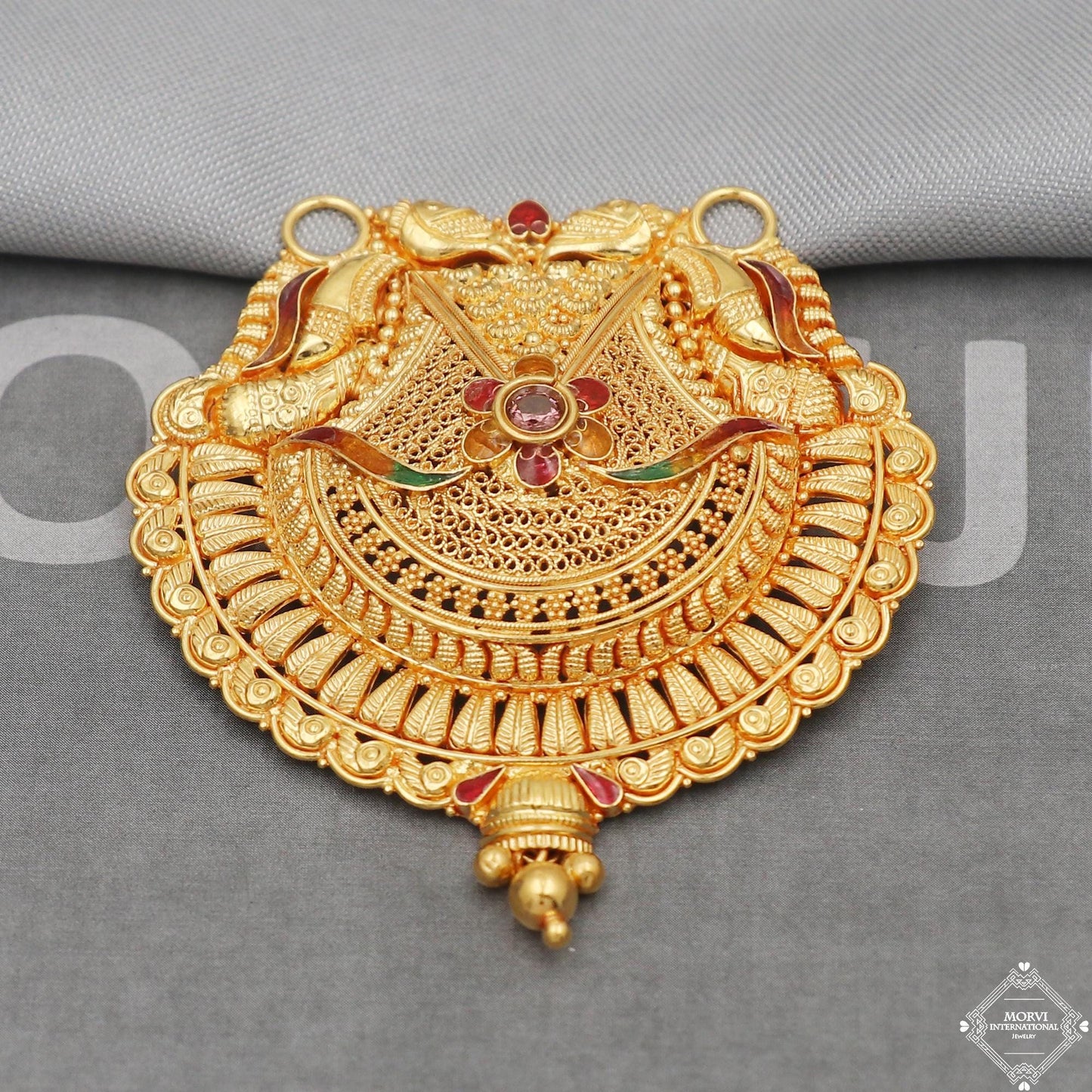 22k gold pendant necklace Handmade Indian Mangalsutra Handmade Vintage Antique Design Jewelry, K5063