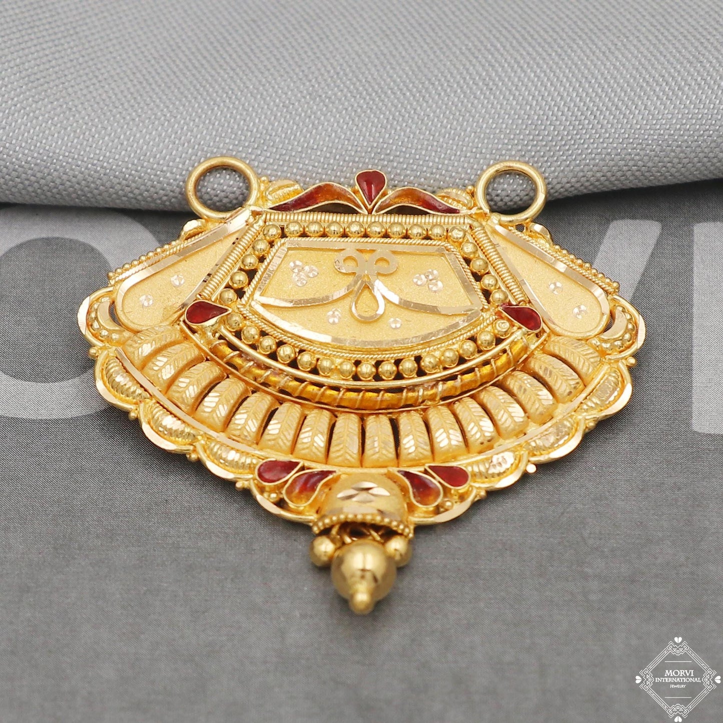 22k Yellow Gold Pendant Necklace Handmade Indian Mangal sutra Handmade Vintage Antique Design Jewelry, K5064