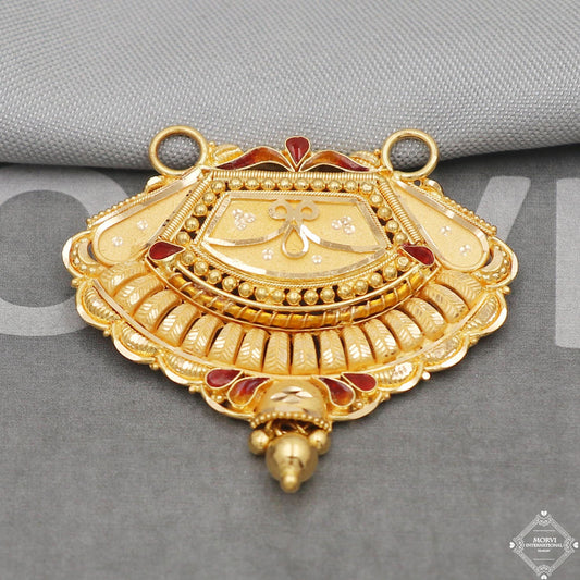 22k Yellow Gold Pendant Necklace Handmade Indian Mangal sutra Handmade Vintage Antique Design Jewelry, K5064
