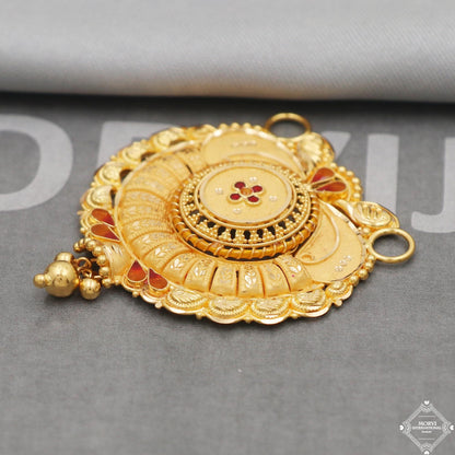 22k Yellow Gold Pendant Necklace Handmade Indian Mangalsutra Handmade Vintage Antique Design Jewelry, K5077