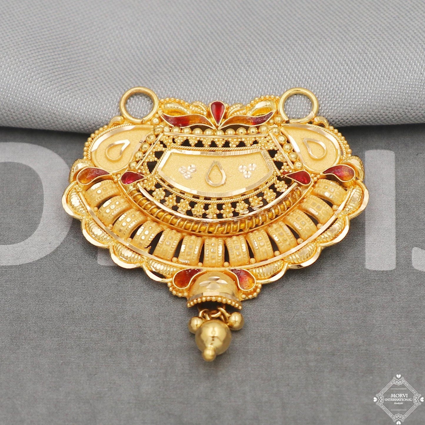 Real 22k Gold Pendant Necklace Indian Mangalsutra Handmade Vintage Antique Design Jewelry, K5080