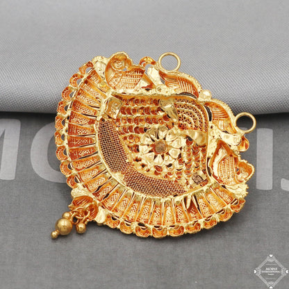 Amulet 22k Yellow Gold Pendant Necklace Handmade Indian Mangalsutra Handmade Vintage Antique Design Jewelry, K5083