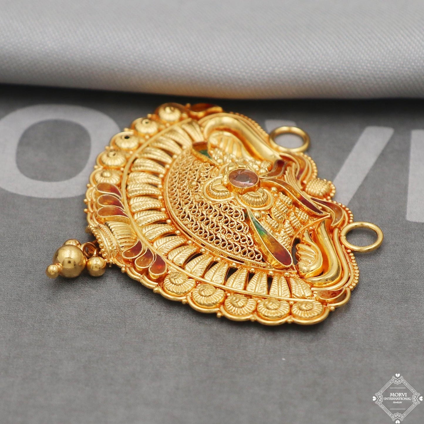 22kt 22k Yellow Gold Pendant Necklace Indian Handmade Jewelry, K5084