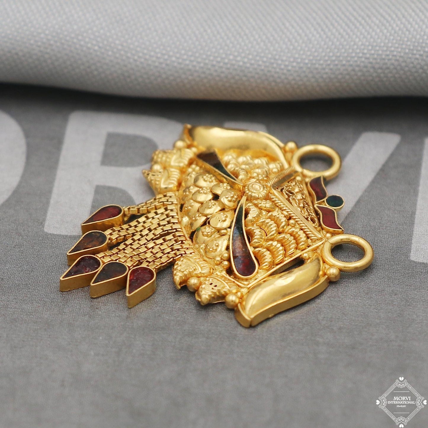 Handcrafted 22k Gold Pendant Necklace Handmade Indian Mangalsutra Handmade Vintage Antique Design Jewelry, K5086