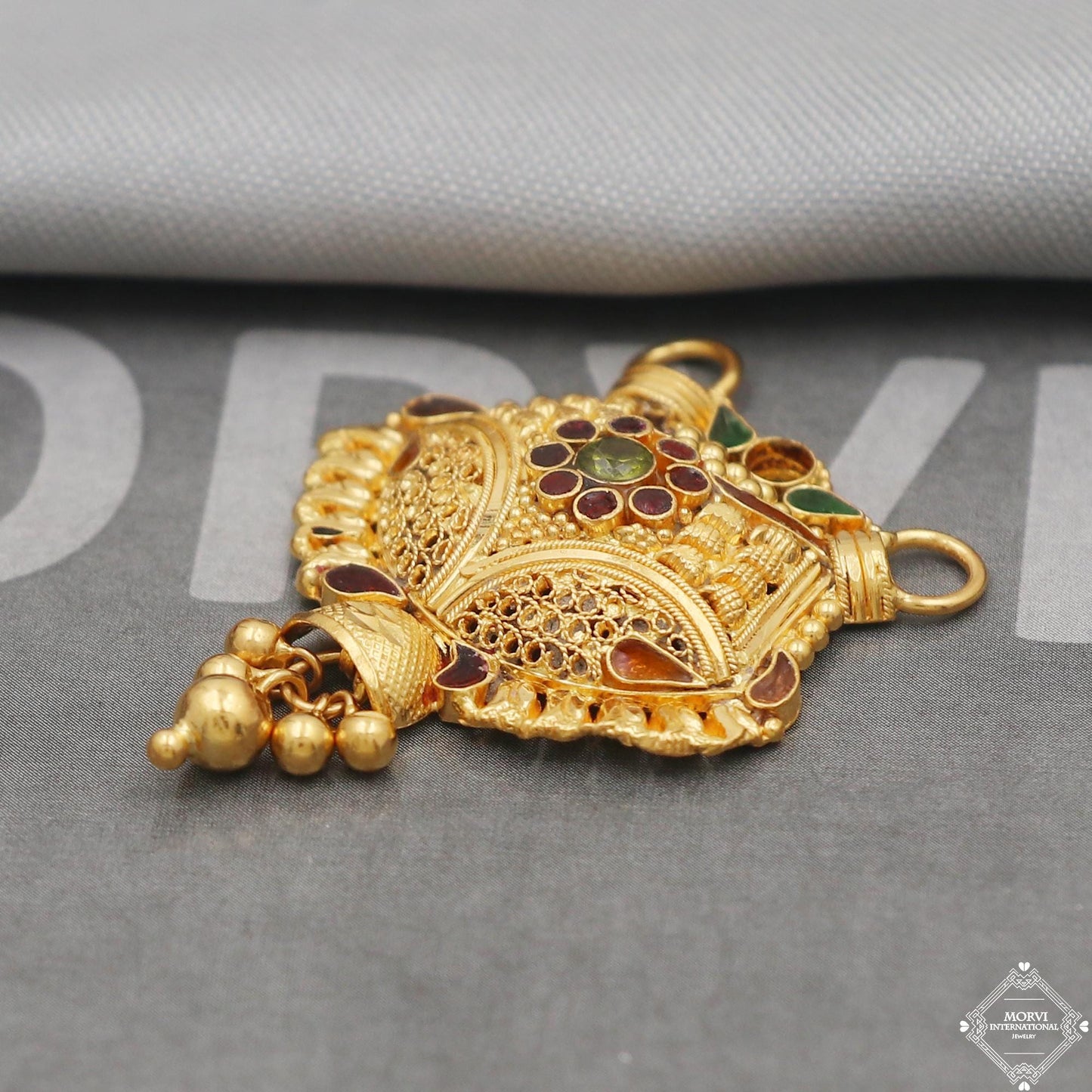 Designer 22k Yellow Gold Pendant Necklace Handmade Indian Mangalsutra Handmade Vintage Antique Design Jewelry, K5087