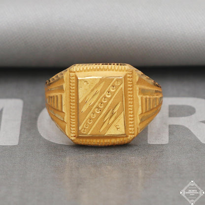 22k Yellow Gold Ring Size 9 US and All, Hand Carved Gold Ring Jewelry, Indian Gold Ring, K5090
