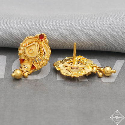 Solid 22k Pure Gold Earrings, Handcrafted Gold Earrings for women, Indian Jewelry, K5195