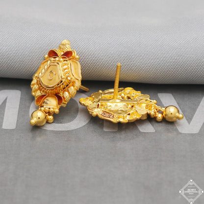 Solid 22k Pure Gold Earrings, Handcrafted Gold Earrings for women, Indian Jewelry, K5201