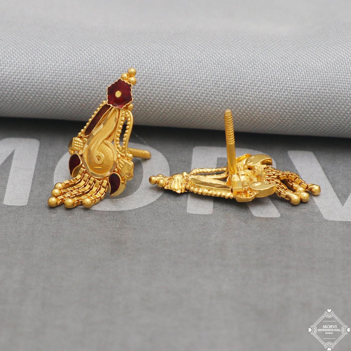 real gold solid 22kt earrings, K5203