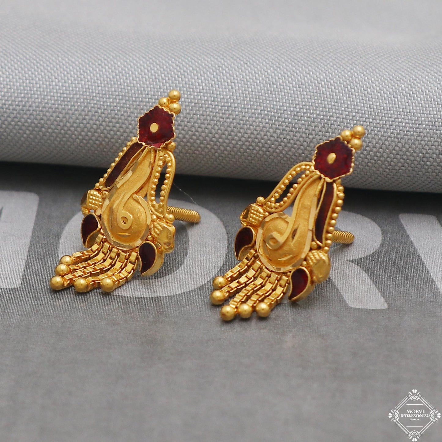 real gold solid 22kt earrings, K5203