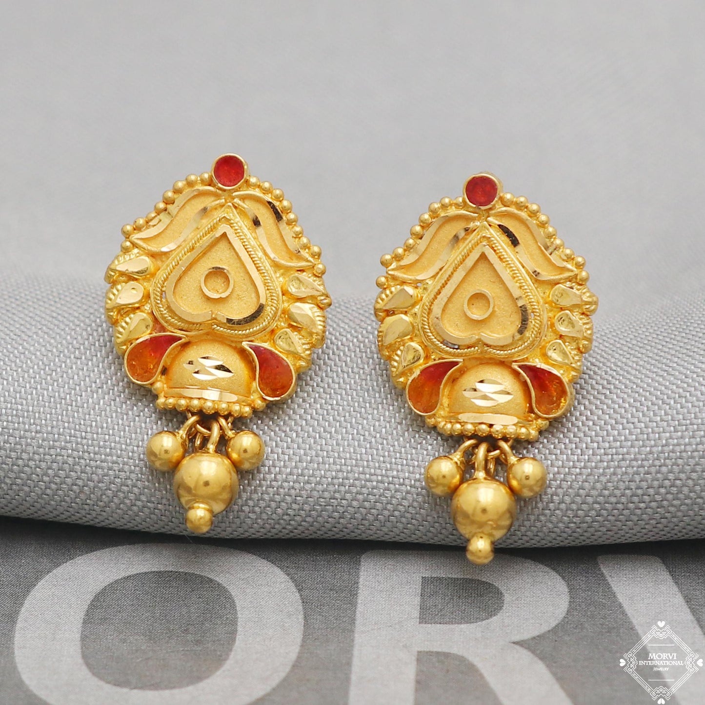 solid 22k gold earrings real gold solid 22kt earrings, women gold earrings, K5205
